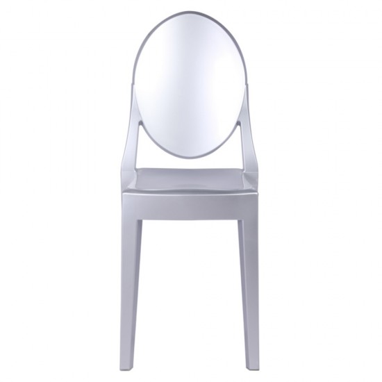 Fine Mod Imports Clear Side Chair, Silver