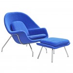 Fine Mod Imports Woom Chair and Ottoman, Blue