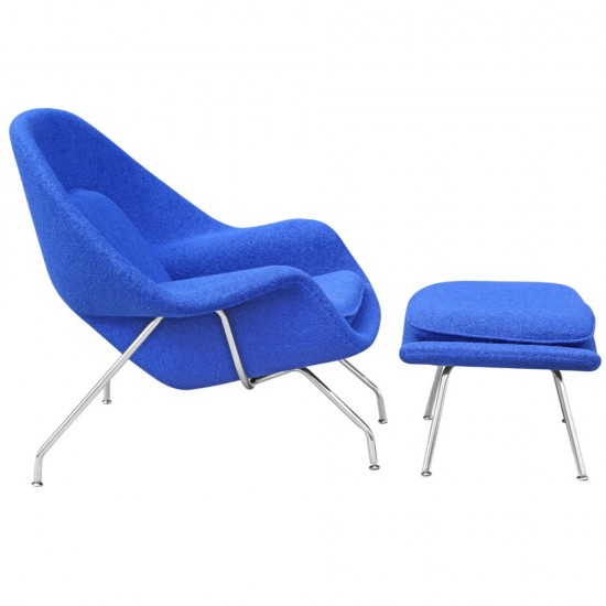 Fine Mod Imports Woom Chair and Ottoman, Blue