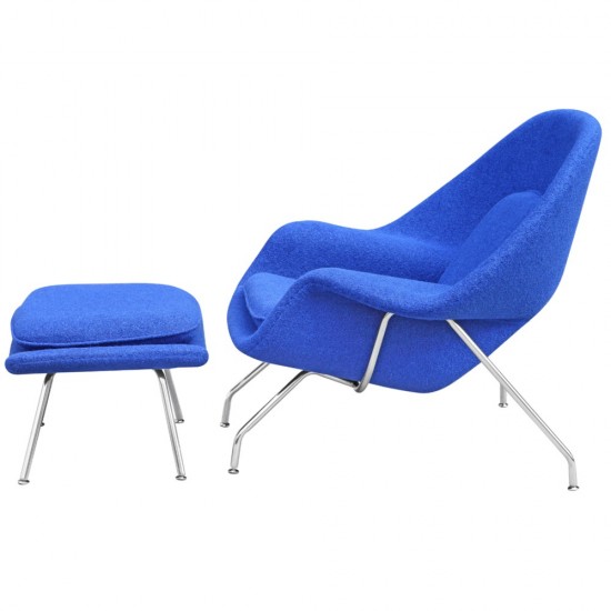 Fine Mod Imports Woom Chair and Ottoman, Blue