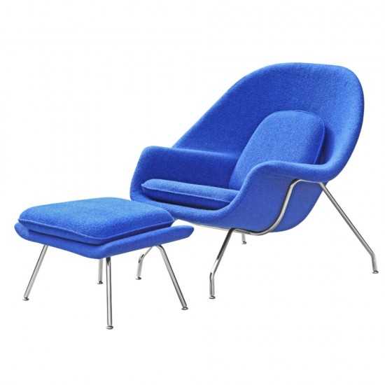 Fine Mod Imports Woom Chair and Ottoman, Blue