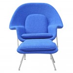 Fine Mod Imports Woom Chair and Ottoman, Blue