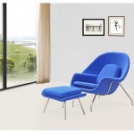 Fine Mod Imports Woom Chair and Ottoman, Blue