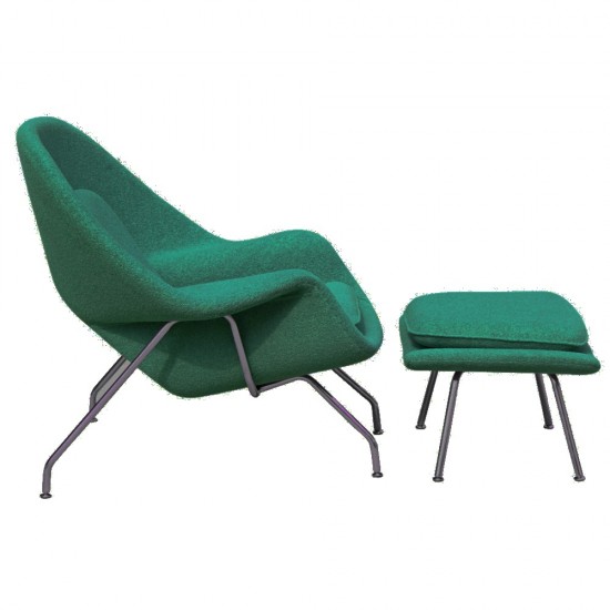 Fine Mod Imports Woom Chair and Ottoman, Green