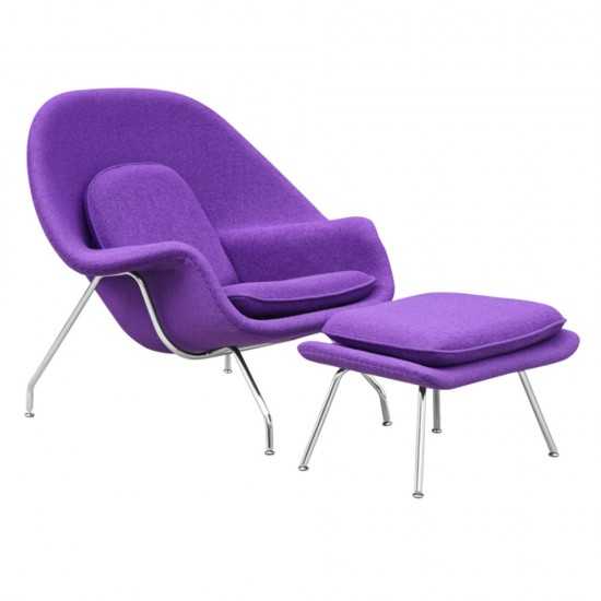 Fine Mod Imports Woom Chair and Ottoman, Purple