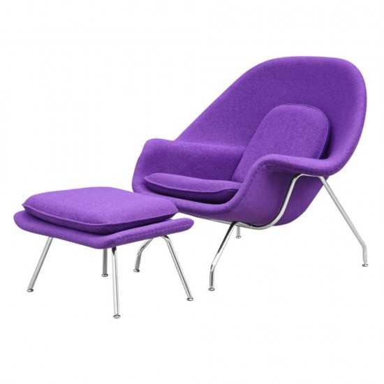 Fine Mod Imports Woom Chair and Ottoman, Purple