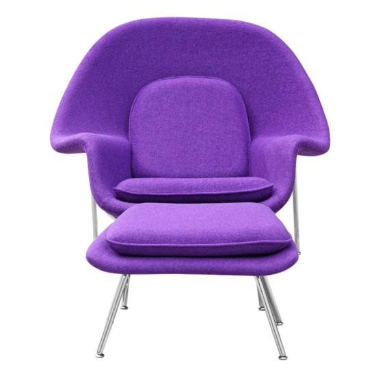 Fine Mod Imports Woom Chair and Ottoman, Purple