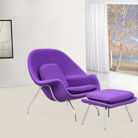 Fine Mod Imports Woom Chair and Ottoman, Purple