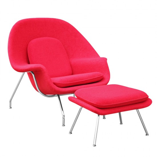 Fine Mod Imports Woom Chair and Ottoman, Red