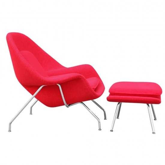 Fine Mod Imports Woom Chair and Ottoman, Red