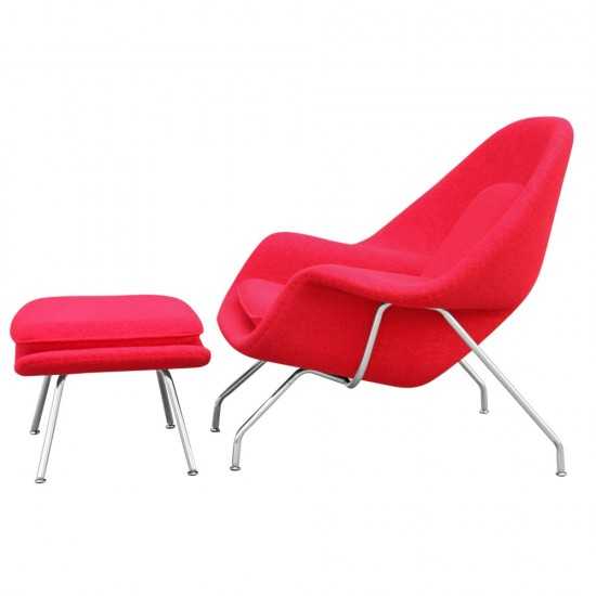 Fine Mod Imports Woom Chair and Ottoman, Red