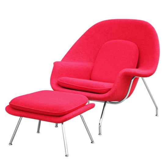 Fine Mod Imports Woom Chair and Ottoman, Red