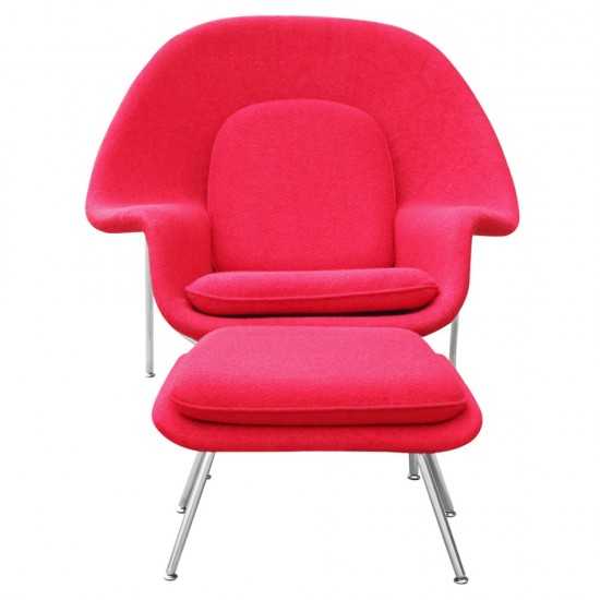 Fine Mod Imports Woom Chair and Ottoman, Red