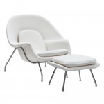 Fine Mod Imports Woom Chair and Ottoman, White