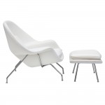 Fine Mod Imports Woom Chair and Ottoman, White