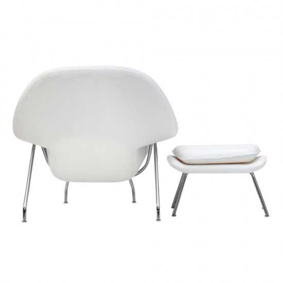 Fine Mod Imports Woom Chair and Ottoman, White