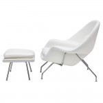 Fine Mod Imports Woom Chair and Ottoman, White