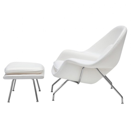 Fine Mod Imports Woom Chair and Ottoman, White