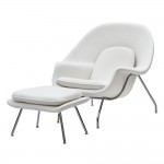 Fine Mod Imports Woom Chair and Ottoman, White