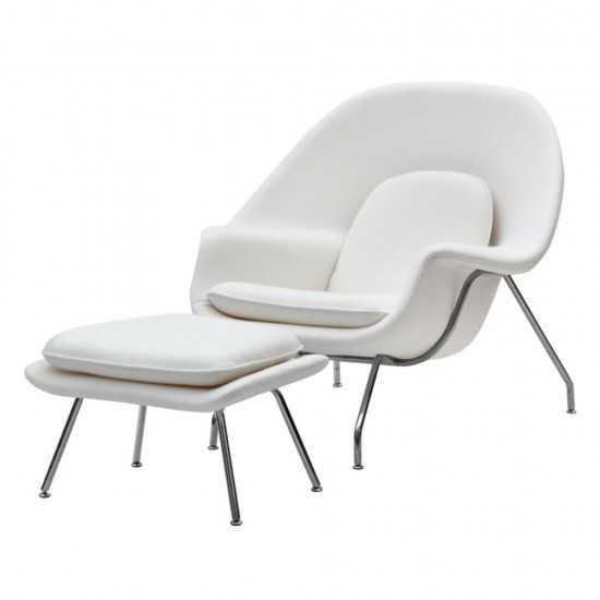 Fine Mod Imports Woom Chair and Ottoman, White