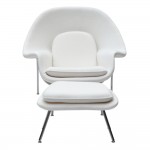 Fine Mod Imports Woom Chair and Ottoman, White