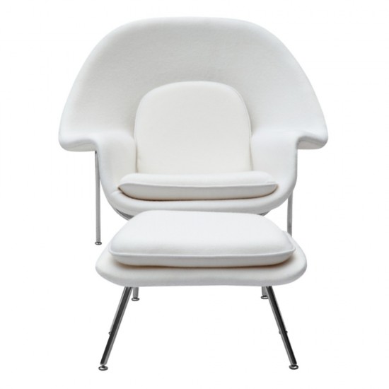 Fine Mod Imports Woom Chair and Ottoman, White