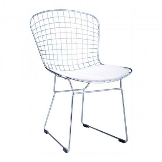 Fine Mod Imports Wire Side Chair, White