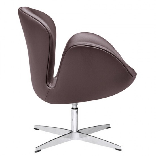 Fine Mod Imports Swan Chair Leather, Dark Brown