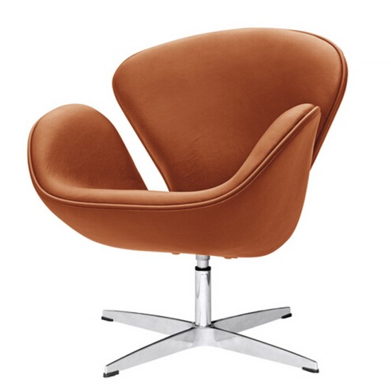 Fine Mod Imports Swan Chair Leather, Light Brown