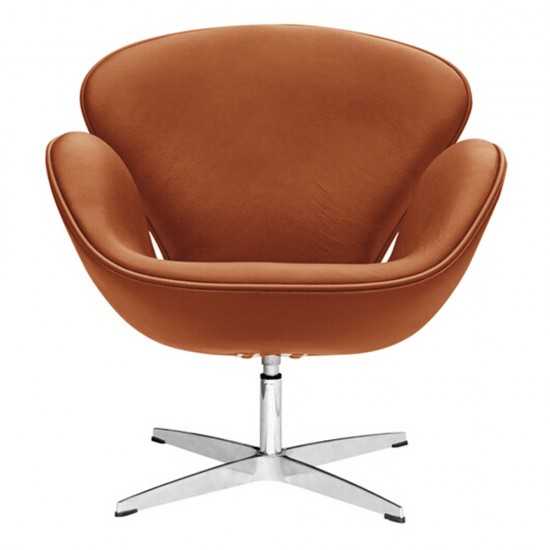 Fine Mod Imports Swan Chair Leather, Light Brown