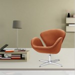 Fine Mod Imports Swan Chair Leather, Light Brown