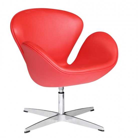 Fine Mod Imports Swan Chair Leather, Red