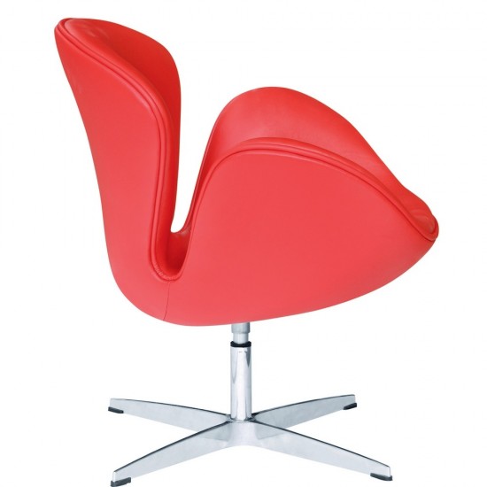 Fine Mod Imports Swan Chair Leather, Red