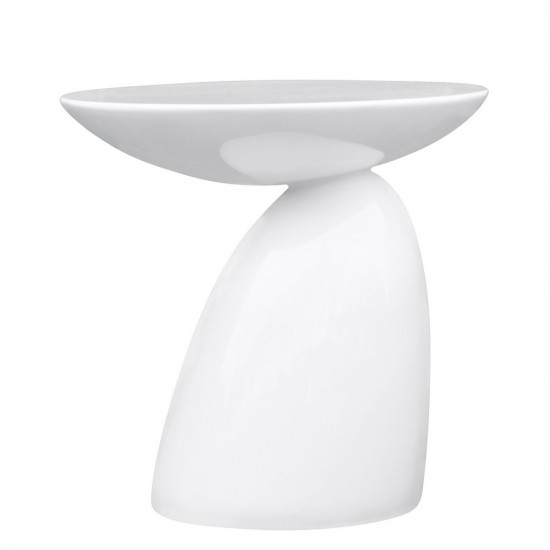 Fine Mod Imports Oval End Side Table, White