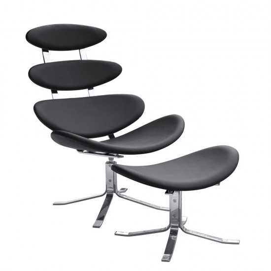 Fine Mod Imports Crono Chair and Ottoman, Black