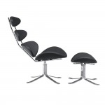 Fine Mod Imports Crono Chair and Ottoman, Black