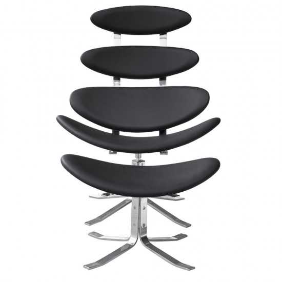 Fine Mod Imports Crono Chair and Ottoman, Black