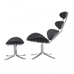 Fine Mod Imports Crono Chair and Ottoman, Black