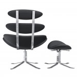 Fine Mod Imports Crono Chair and Ottoman, Black