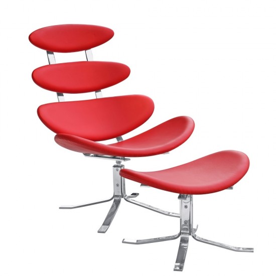 Fine Mod Imports Crono Chair and Ottoman, Red