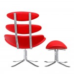 Fine Mod Imports Crono Chair and Ottoman, Red