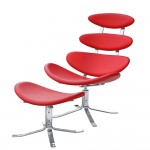 Fine Mod Imports Crono Chair and Ottoman, Red