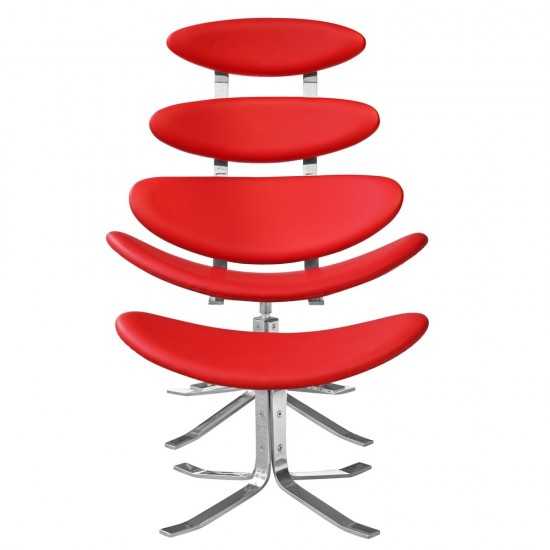 Fine Mod Imports Crono Chair and Ottoman, Red