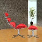 Fine Mod Imports Crono Chair and Ottoman, Red