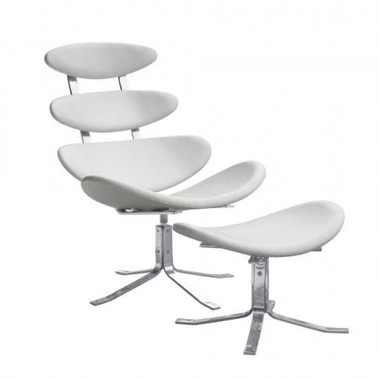 Fine Mod Imports Crono Chair and Ottoman, White