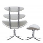 Fine Mod Imports Crono Chair and Ottoman, White