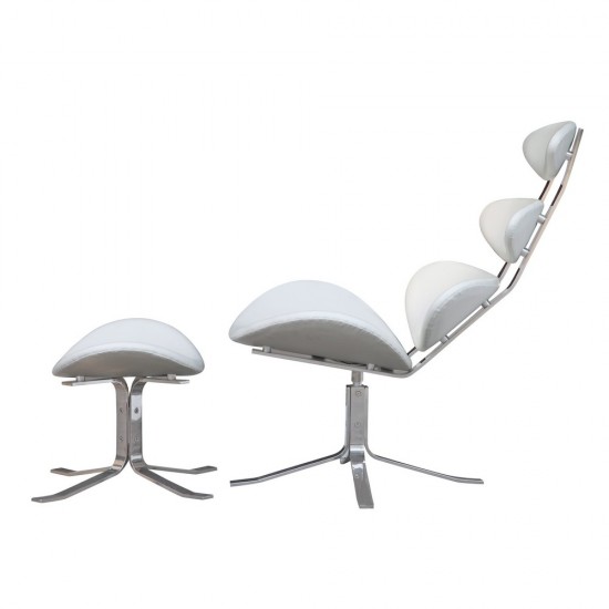 Fine Mod Imports Crono Chair and Ottoman, White