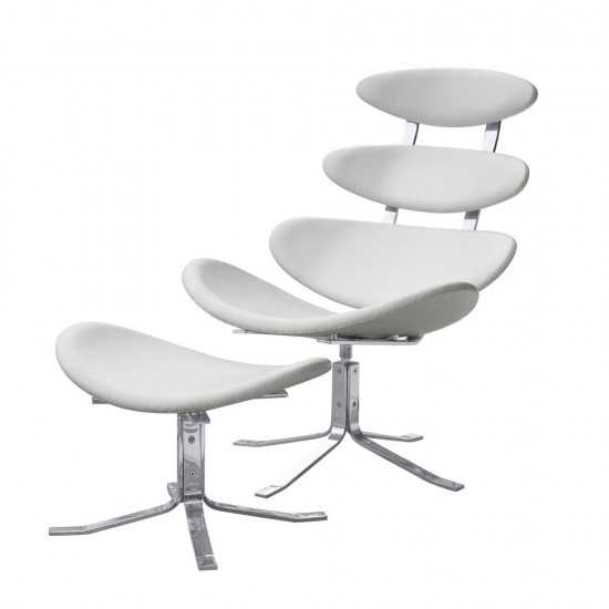 Fine Mod Imports Crono Chair and Ottoman, White