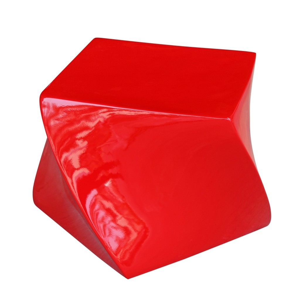 Fine Mod Imports Cube Ottoman, Red