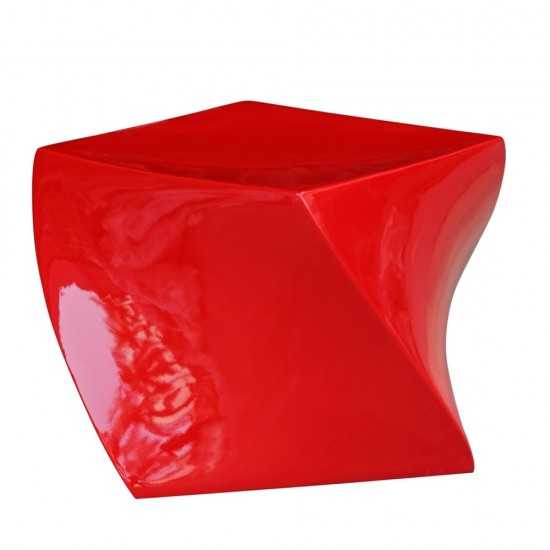 Fine Mod Imports Cube Ottoman, Red